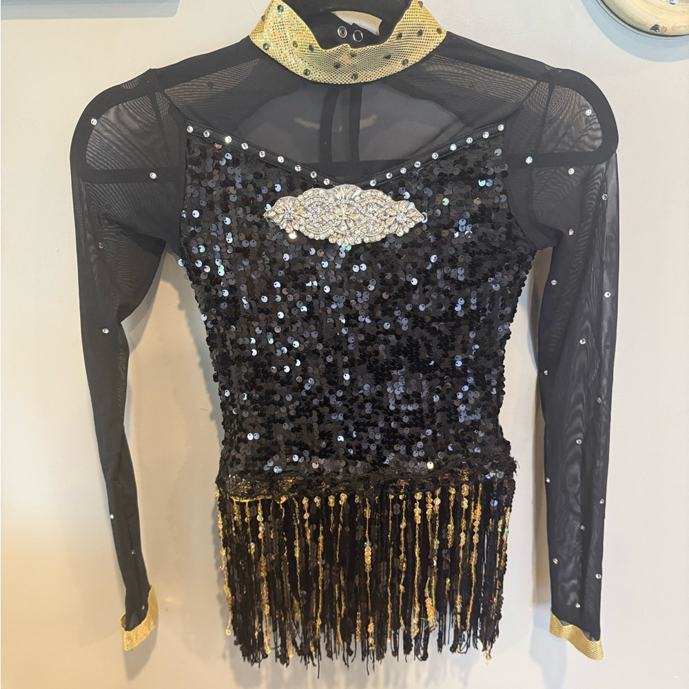 Weissman Black and Gold semi-custom dance costume.